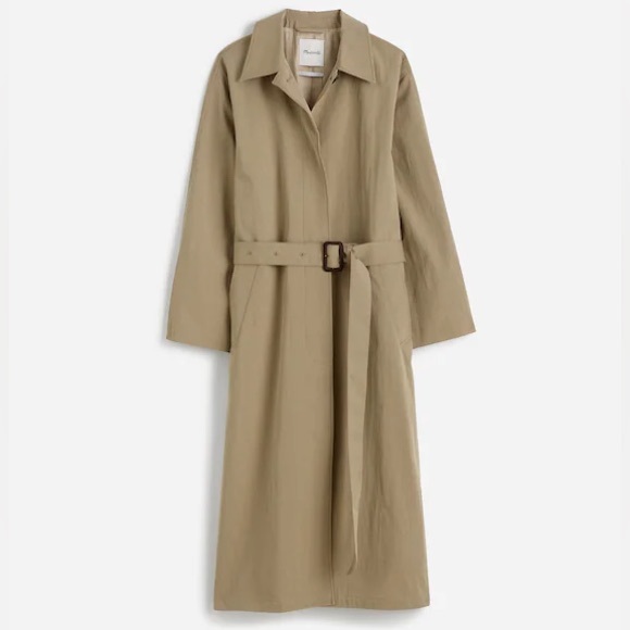 Madewell Single Breasted Trench Coat in Heritage Khaki Tan Size Small NWT - Picture 6 of 15